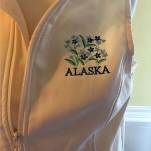 Alaska Embroidered Vest , NWT, Ivory , with Floral Monogrammed,